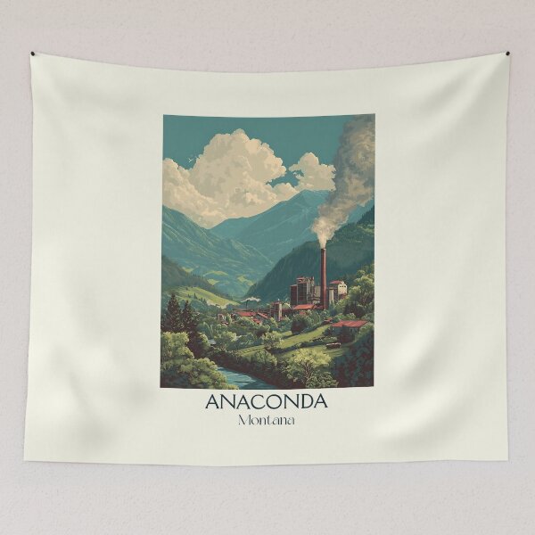 Item preview, Anaconda Montana Vintage Poster | Historic Smelter Art designed and sold by TuncGK.