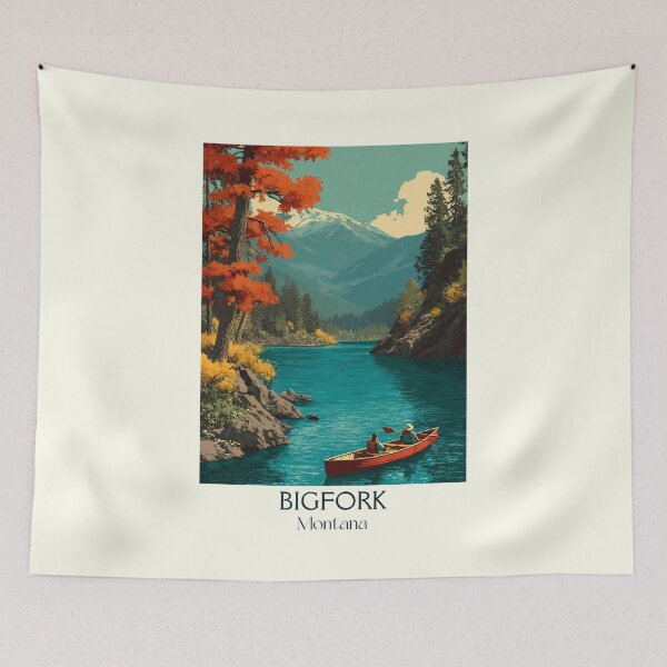 Item preview, Bigfork Montana Retro Poster | Flathead Lake Art designed and sold by TuncGK.