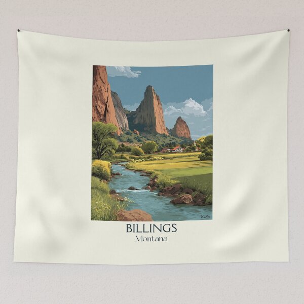 Item preview, Billings Montana Vintage Poster | Rimrocks & River Art designed and sold by TuncGK.