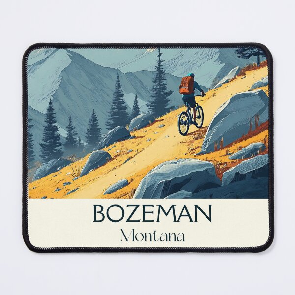 Item preview, Bozeman Montana Retro Poster | Mountain Biking Art designed and sold by TuncGK.