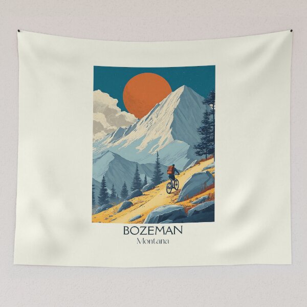 Item preview, Bozeman Montana Retro Poster | Mountain Biking Art designed and sold by TuncGK.