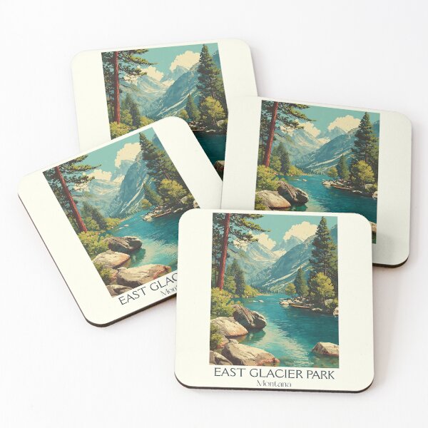 Item preview, East Glacier Park MT Vintage Poster | Mountain River Art designed and sold by TuncGK.