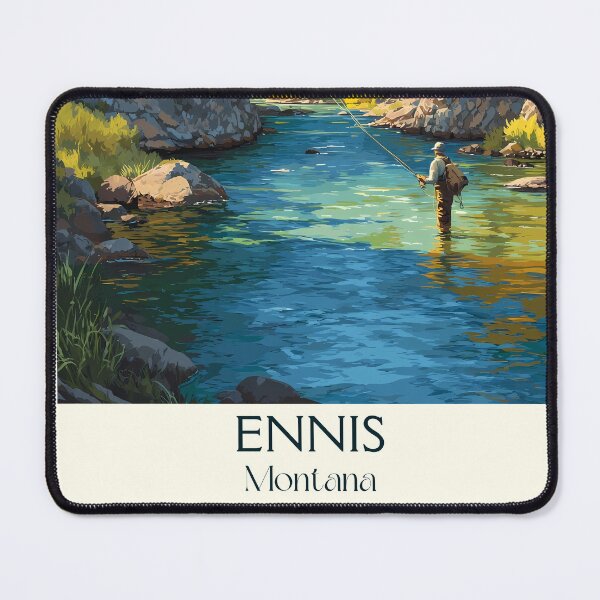 Item preview, Ennis Montana Retro Travel Poster | Fly Fishing Art designed and sold by TuncGK.