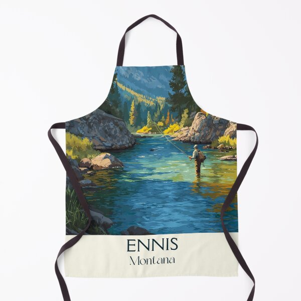 Item preview, Ennis Montana Retro Travel Poster | Fly Fishing Art designed and sold by TuncGK.