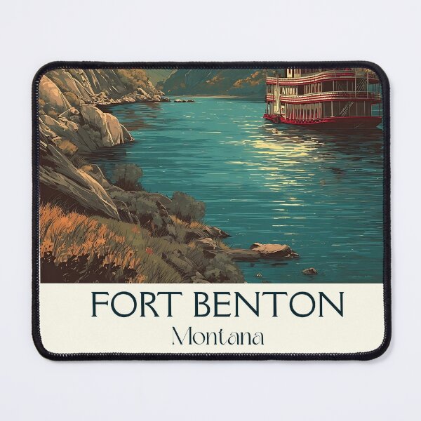 Item preview, Fort Benton Montana Vintage Poster | Historic Riverboat Art designed and sold by TuncGK.