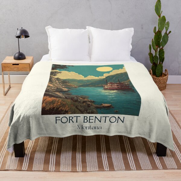 Item preview, Fort Benton Montana Vintage Poster | Historic Riverboat Art designed and sold by TuncGK.