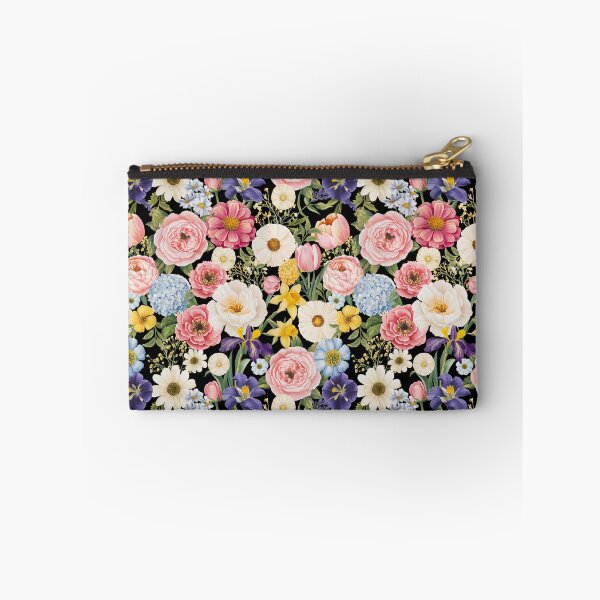 Item preview, Spring Florals black designed and sold by Bloomie Studio.