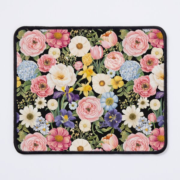 Item preview, Spring Florals black designed and sold by Bloomie Studio.