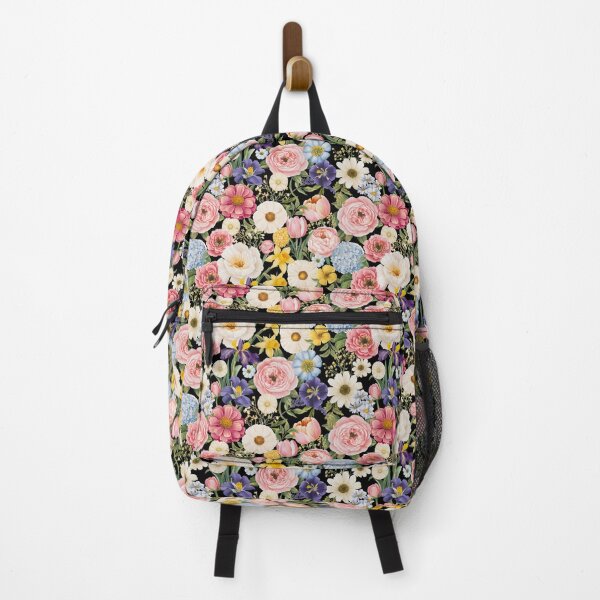Item preview, Spring Florals black designed and sold by Bloomie Studio.