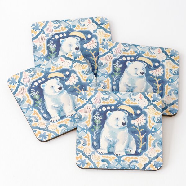 Item preview, Cute Polar Bear Portuguese Tile – Winter Animal Pattern designed and sold by imaginefountain.