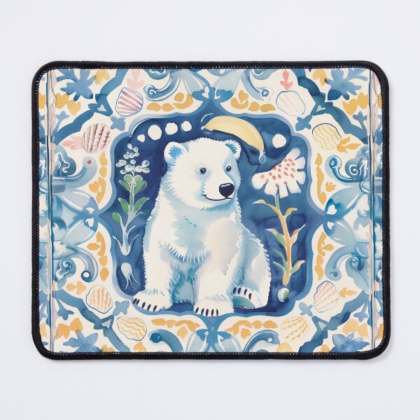 Item preview, Cute Polar Bear Portuguese Tile – Winter Animal Pattern designed and sold by imaginefountain.