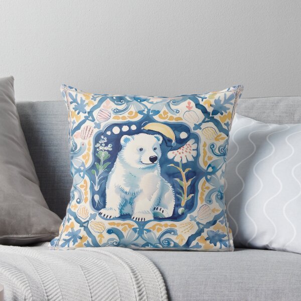 Item preview, Cute Polar Bear Portuguese Tile – Winter Animal Pattern designed and sold by imaginefountain.