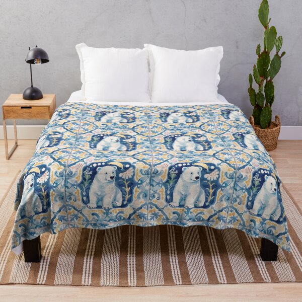 Item preview, Cute Polar Bear Portuguese Tile – Winter Animal Pattern designed and sold by imaginefountain.