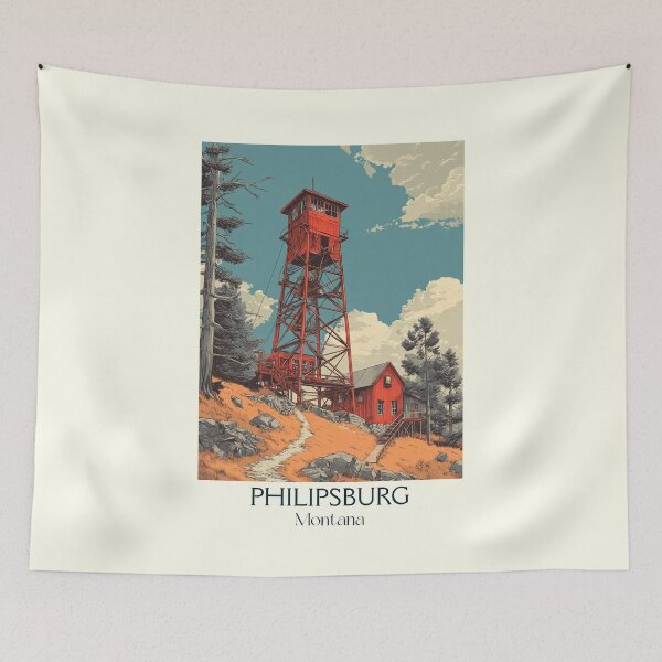Item preview, Philipsburg Montana Retro Poster | Historic Mining Town designed and sold by TuncGK.