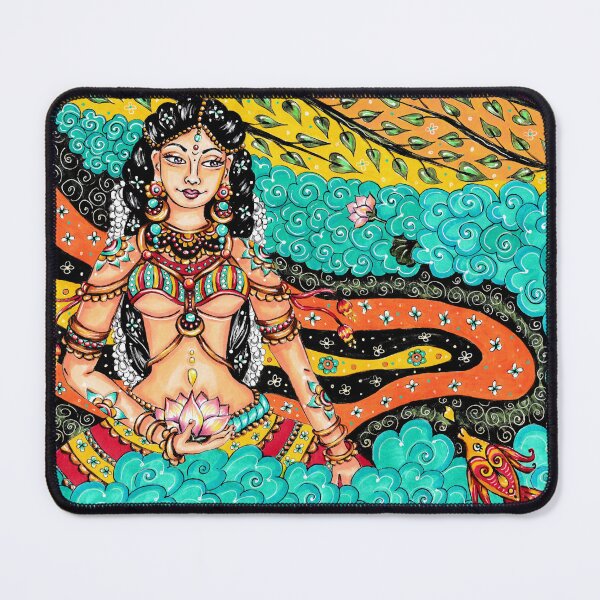 Item preview, Indian Woman Goddess by River with Lotus Flower designed and sold by katyasuresh.