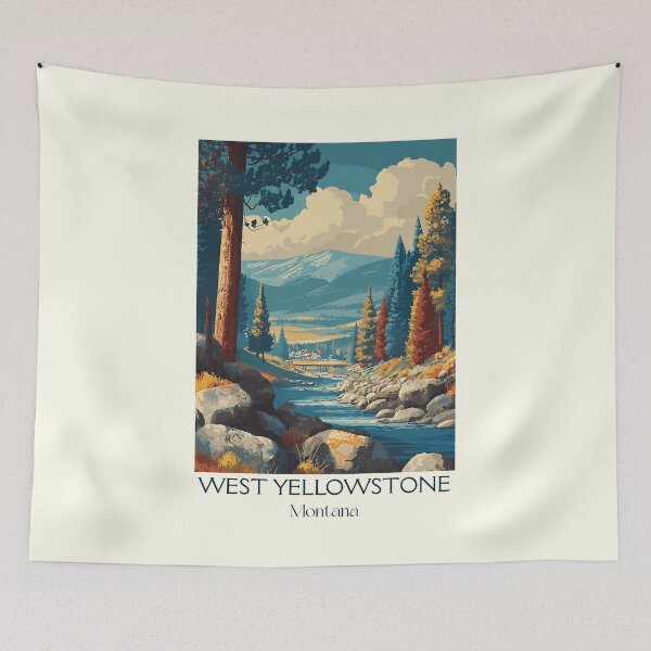 Item preview, West Yellowstone MT Retro Poster | Park Gateway Town designed and sold by TuncGK.