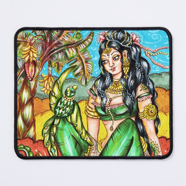 Item preview, Indian Woman with Bird under Banana Tree designed and sold by katyasuresh.