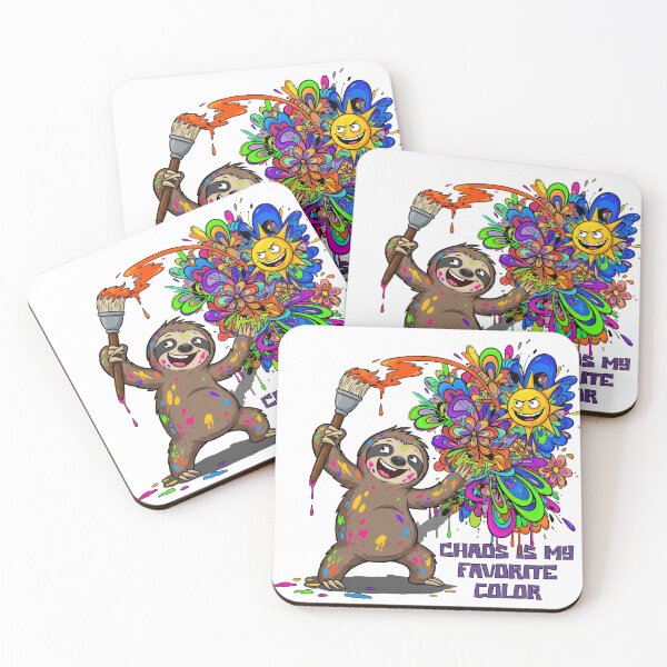 Item preview, Color Splash Sloth Painting a Psychedelic Sunshine designed and sold by Adorable Antics .