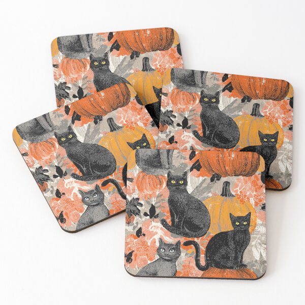 Item preview, Vintage Halloween Black Cats and Pumpkins designed and sold by joannejgg.