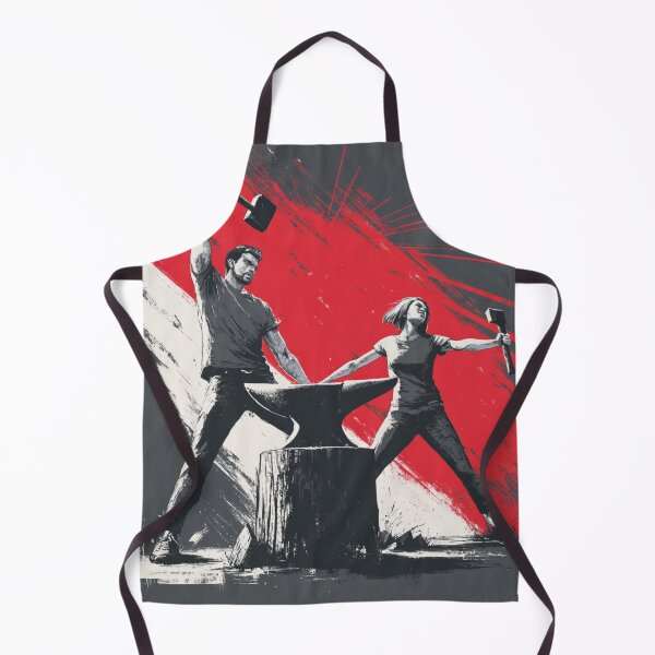 Item preview, Forging Strength Together – Minimalist Blacksmith Teamwork Art Print designed and sold by MooDigitalArt.