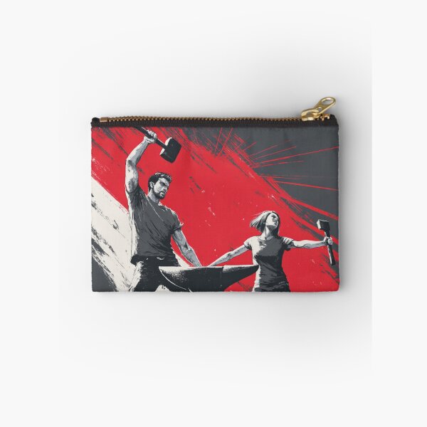 Item preview, Forging Strength Together – Minimalist Blacksmith Teamwork Art Print designed and sold by MooDigitalArt.