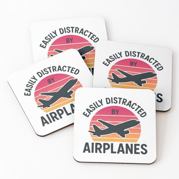 Item preview, Easily Distracted by Airplanes – Vintage retro sunset flight airplane planes designed and sold by SkeletonsDanger.