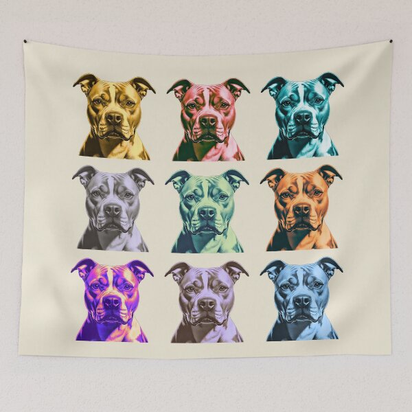 Item preview, Pop Art Pitbull Face Portrait – Colorful 9-Panel Dog Lover Artwork designed and sold by Fredster1966.