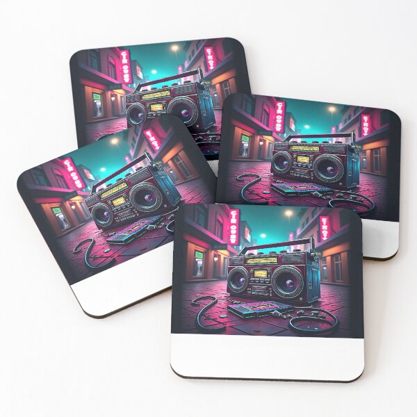 Item preview, Retro Nostalgic 1980's Boombox Neon City Cassette Pop Rock designed and sold by 440-Teez.