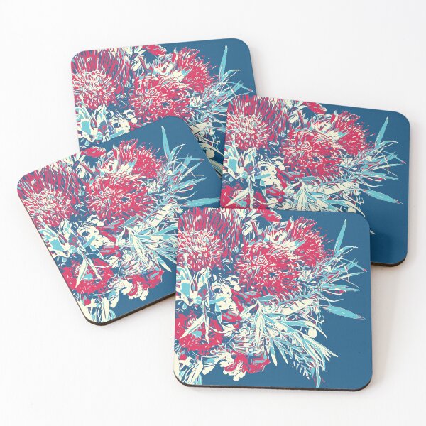 Item preview, Australian Flora Grevillea Eucalyptus blue red yellow designed and sold by blueidesign.