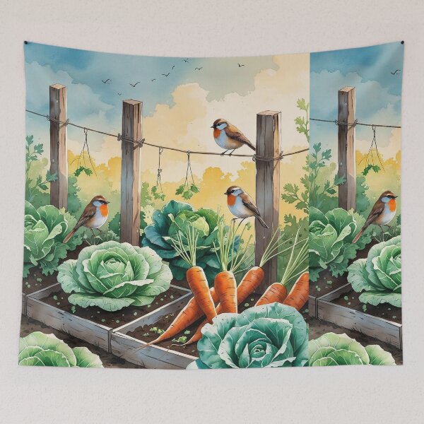 Item preview, Morning Chorus – Birds Among the Vegetable Patch designed and sold by Deezyned.