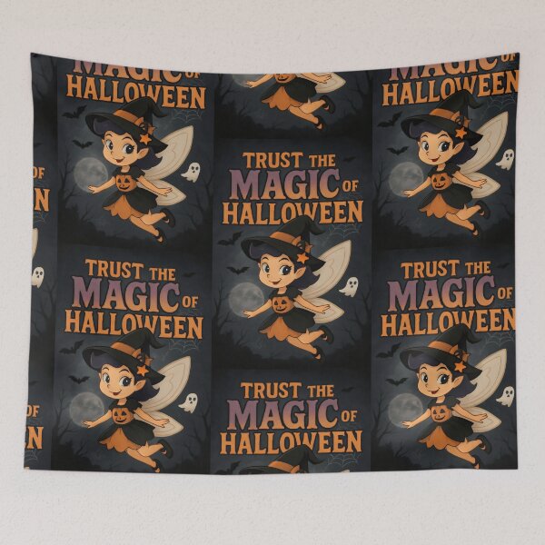 Item preview, Halloween Night with a Pumpkin-Dressed Witch and Radiant Moonlight designed and sold by SplashTastic.