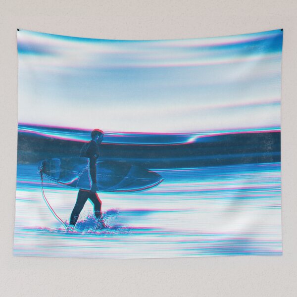 Item preview, Blue Surf - Surfer carrying board  designed and sold by Dyrk Wyst Redbubble Shop.