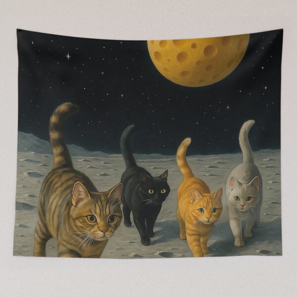 Item preview, The moon is made of cheese, four cats designed and sold by Mauswohn.