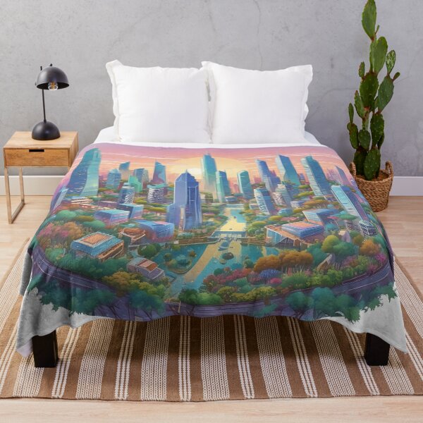 Item preview, Solarpunk Skyline – Green Future City designed and sold by Zenthosprint.
