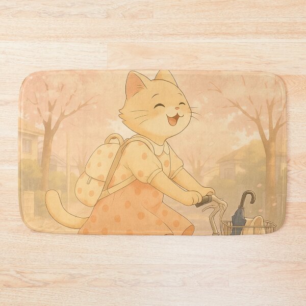 Item preview, Cat riding a bike, anime illustration designed and sold by Mauswohn.