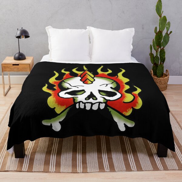 Item preview, "Old Punks Never Die – Flaming Skull & Crossbones Punk Rock Rebel Design." designed and sold by artworkathome.