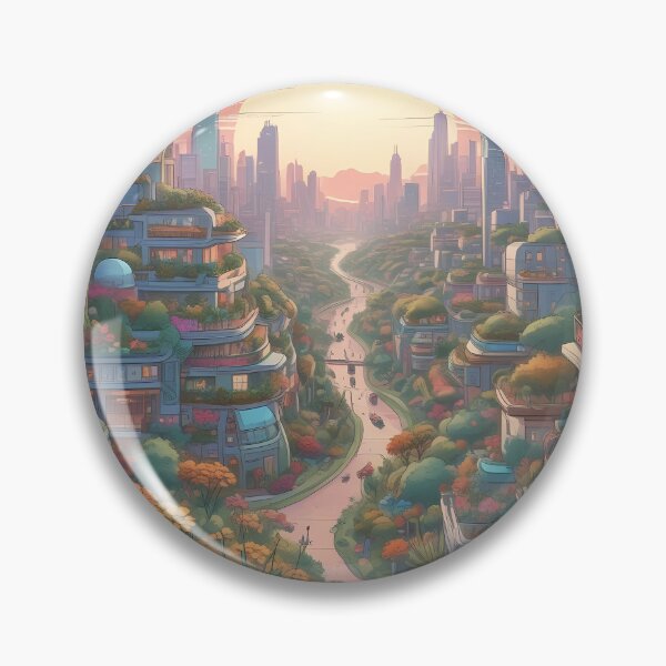Item preview, Solarpunk Skyline – Green Future City designed and sold by Zenthosprint.