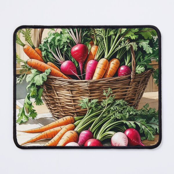 Item preview, Morning Harvest – Rustic Carrots & Radishes Cottagecore Art designed and sold by Deezyned.