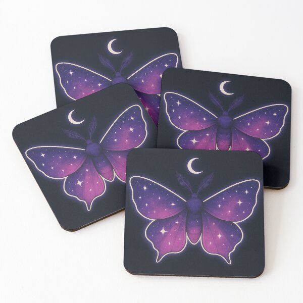 Item preview, Celestial Purple Moth Under Crescent Moon – Cosmic Night Sky Illustration designed and sold by Zee's Whimsical Wonders.