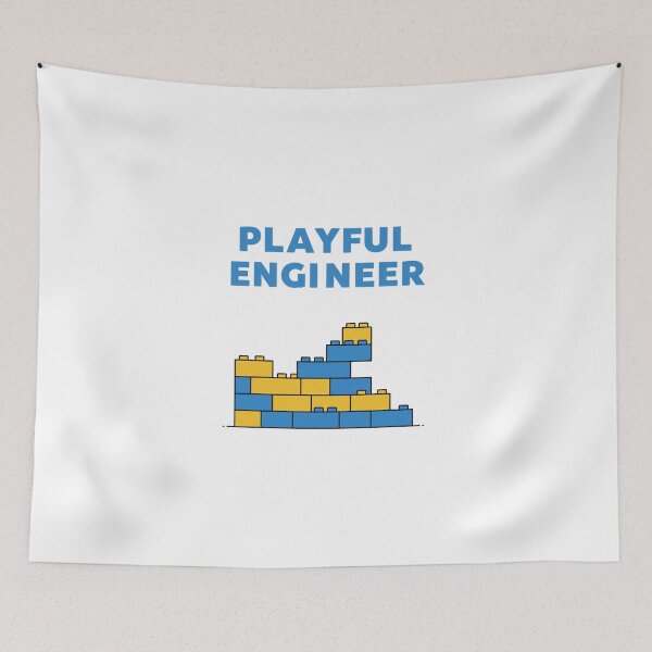 Item preview, Playful Engineer | Blue and Yellow Building Bricks | Inspired Design designed and sold by Colorful-Garden.