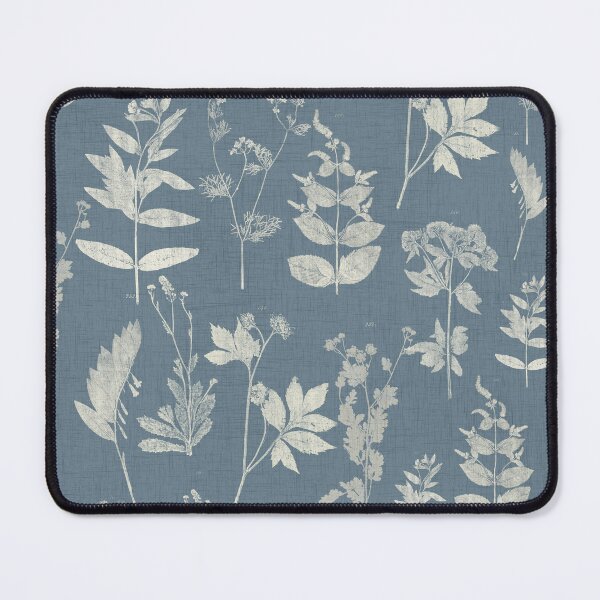 Item preview, Light Blue Herbs - Cottagecore Floral - Denim faux Linen designed and sold by DreamersPlan.