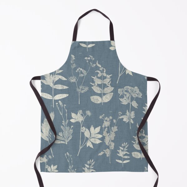 Item preview, Light Blue Herbs - Cottagecore Floral - Denim faux Linen designed and sold by DreamersPlan.