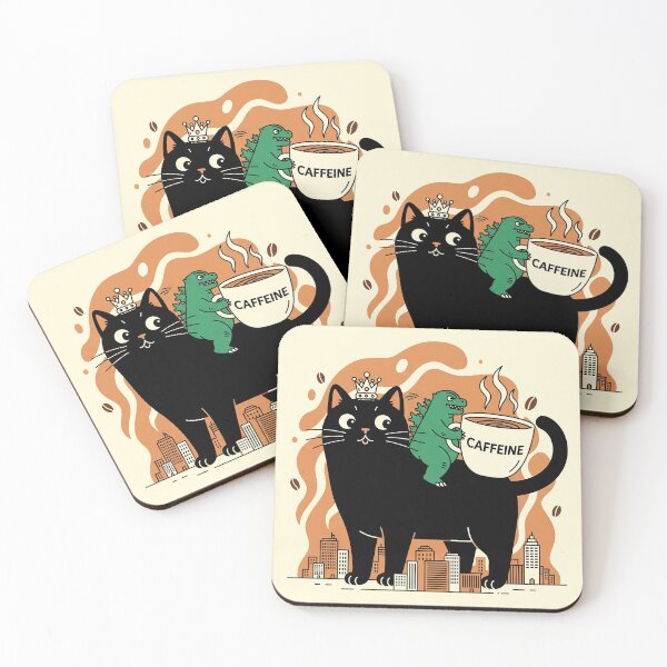 Item preview, Caffeine, Black Cat & Godzilla designed and sold by VintageBazaar.