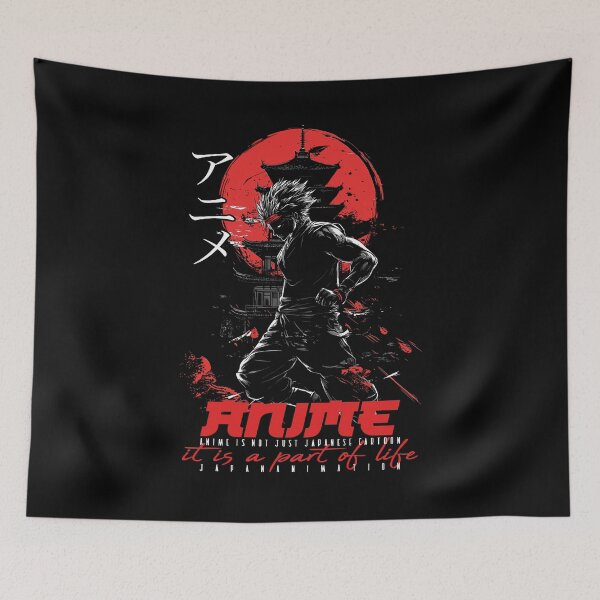 Item preview, Anime red part of life, pagode - black knockout designed and sold by MaveArts.