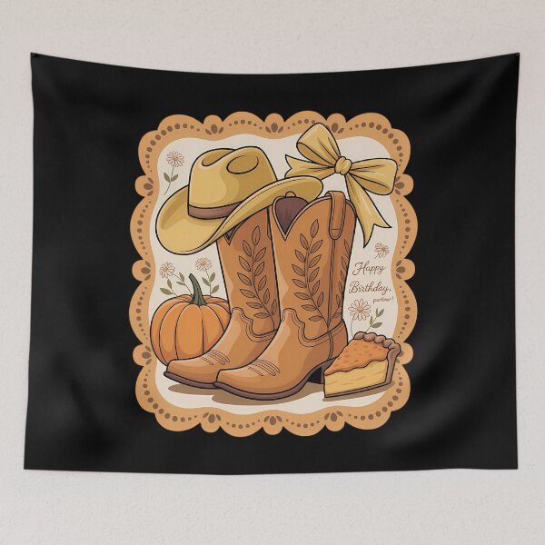 Item preview, Fall Autumn Western Cowgirl Boots Bow Pumpkin Season designed and sold by blueyeeti.