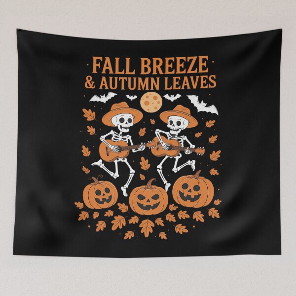 Item preview, Fall Breeze And Autumn Leaves Skeleton Playing Guitar designed and sold by blueyeeti.