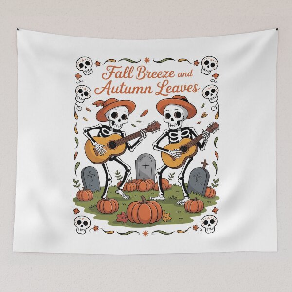 Item preview, Fall Breeze and Autumn Leaves Skeleton Pumpkin Spice designed and sold by blueyeeti.
