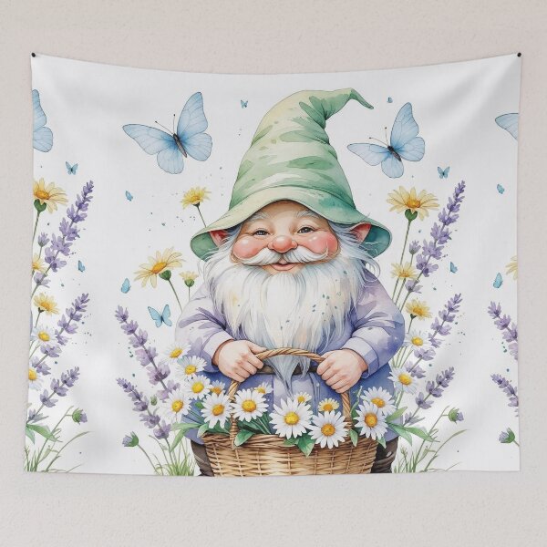 Item preview, Spring Wildflower Gatherer – Cottagecore Gnome & Butterflies designed and sold by Deezyned.