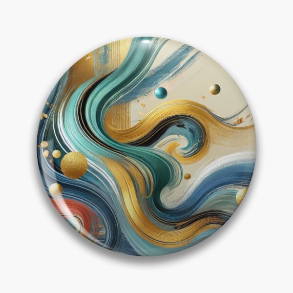 Item preview, “Golden Current – Turquoise, Blue & Coral in Motion” designed and sold by Zenlines by Ralf Gradl.