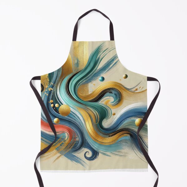 Item preview, “Golden Current – Turquoise, Blue & Coral in Motion” designed and sold by Zenlines by Ralf Gradl.